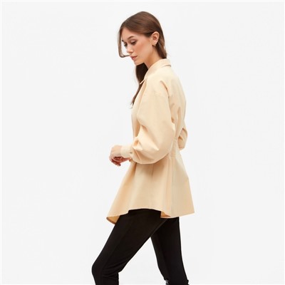 Рубашка женская удлиненная MINAKU: Casual Collection, размер 42, бежевая