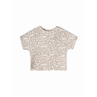 Футболка для девочки из муслина KAFTAN, бежевая, рост 128 см