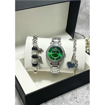 Подарочный набор для женщин часы, 2 браслета + коробка #22853038
