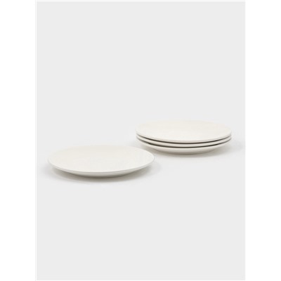 Тарелки обеденные Доляна White Label, набор 4 шт., d=25 см, фарфор, белые