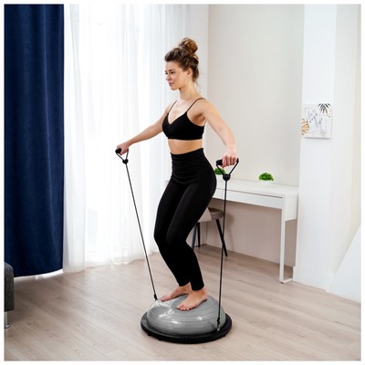 Полусфера BOSU гимнастическая ONLYTOP, с насосом, 58×25 см, серая