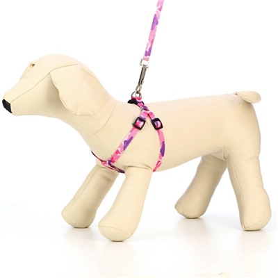 Комплект «Камуфляж», капрон, ширина 1 см, шлейка 21-35 см, поводок 120 см, капрон, розово-фиолетовый