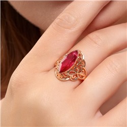 Кольцо 21 р ювелирная бижутерия коллекция "Дубай", покрытие позолота, вставка: фианит, цвет: малиновый, арт.314.849-21