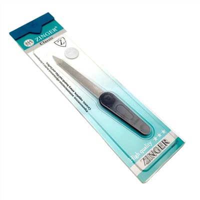 Zinger Пилка для ногтей металлическая вогнутая / Classic F-5H emb. logo №3, черный, 12,5 см 1212