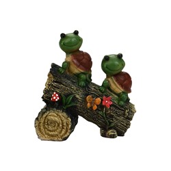 Садовая фигура из полистоуна «Черепашки на бревне», 24×13×25 см