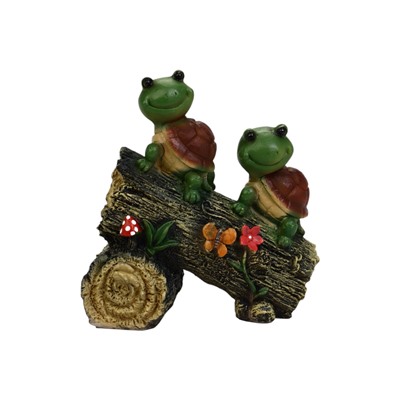 Садовая фигура из полистоуна «Черепашки на бревне», 24×13×25 см