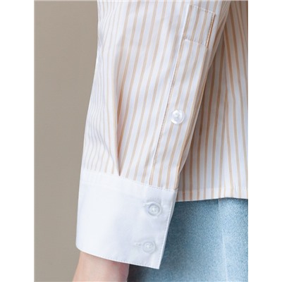 Блузка приталенного силуэта в полоску из эластичного хлопка