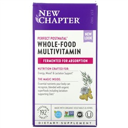 New Chapter, Perfect Postnatal, мультивитамины из цельных продуктов, 192 вегетарианские таблетки
