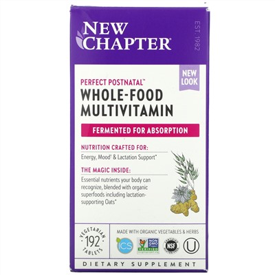 New Chapter, Perfect Postnatal, мультивитамины из цельных продуктов, 192 вегетарианские таблетки