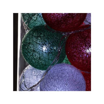 Гирлянда «Нить» 5 м с насадками «Клубки лесные», IP20, прозрачная нить, 20 LED, свечение белое, 220 В