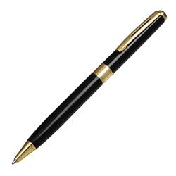 Ручка подарочная шариковая Calligrata New, в кожзам футляре, поворотная, корпус чёрный с золотым