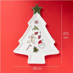 УЦЕНКА Тарелка новогодняя Доляна Sweey Treats, 37,5×28×2,5 см, керамика, цвет белый