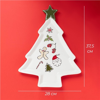 УЦЕНКА Тарелка новогодняя Доляна Sweey Treats, 37,5×28×2,5 см, керамика, цвет белый