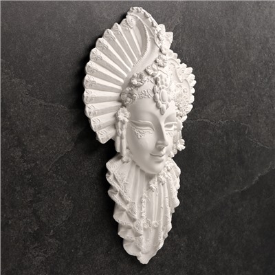 Венецианская маска «Девушка», панно под роспись, гипс, 30 см