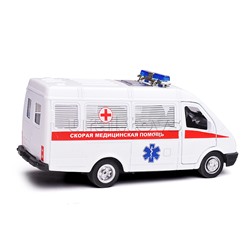 Машина металл ГАЗ -3221 "Газель" Скорая 12,2 см, (двери) инерц, в коробке