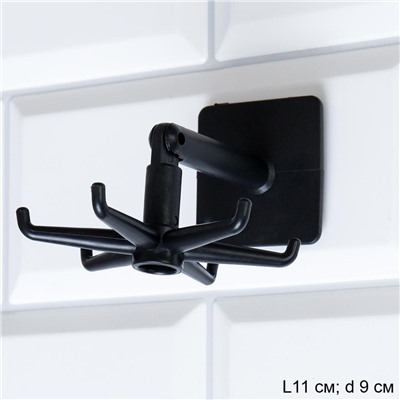 Крючок настенный самоклеющийся / HJ006black /уп 200/ черный