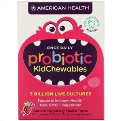 American Health, Probiotic KidChewables, Natural Strawberry Vanilla Flavor, 5 Billion Live Cultures , 30 Chewable Tablets