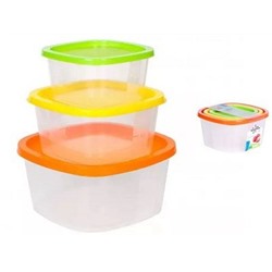 Контейнер для хран.продуктов BioFresh 3шт (0,5, 0,9, 1,55л) квадрат IS10508 Spark Plast