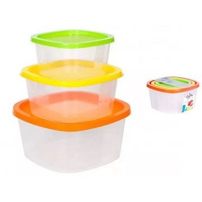 Контейнер для хран.продуктов BioFresh 3шт (0,5, 0,9, 1,55л) квадрат IS10508 Spark Plast
