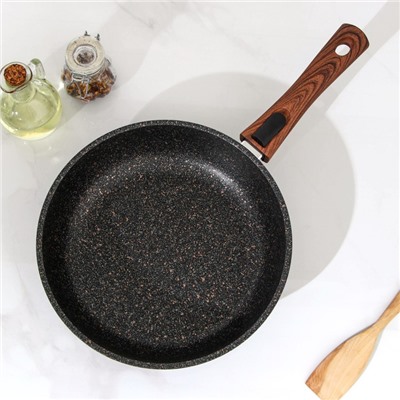 Сковорода KUKMARA Granit ultra original, d=26 см, съёмная ручка, антипригарное покрытие, алюминий, чёрная