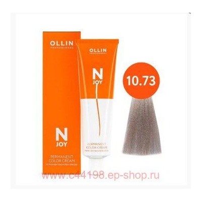 OLLIN "N-JOY" 10/73 – светлый блондин коричнево–золотистый, перманентная крем-краска для волос 100мл