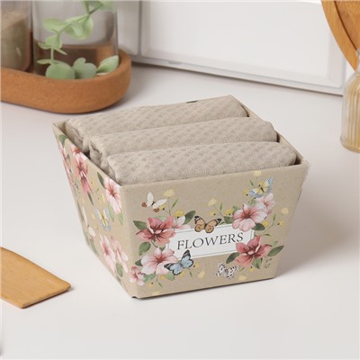 Набор полотенец «Этель» Flowers, 35×60 см - 3 шт., 100% хлопок