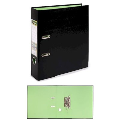 Папка-регистратор 75 мм "Сlassic" PVC-покрытие BLACK COLOR Trend мет.уголки, черный/салатовый ЕС100262114 Expert Complete