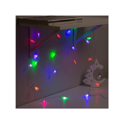 Гирлянда «Нить» 3 м с насадками «Ёлки», IP20, прозрачная нить, 20 LED, свечение мульти (RG/RB), мигание, USB