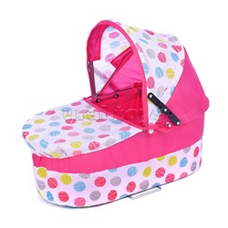 Коляска-люлька для кукол, металлическая, цвет розовые круги, в пакете