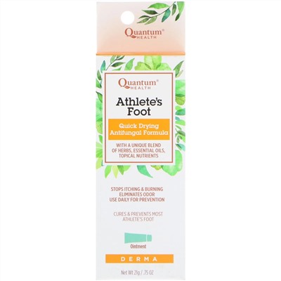 Quantum Health, Athlete's Foot, быстросохнущая формула против грибка стопы, 0,75 унции (21 г)