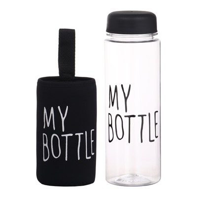 Бутылка для воды My bottle, 500 мл, 19.5×6 см, чехол в комплекте, черная