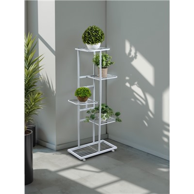 Подставка для цветов Greengo, 5 полок, 44×22×95 см, напольная, металл, белая