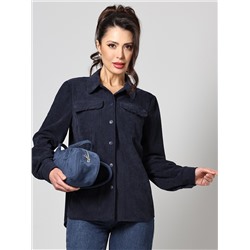 Рубашка из вельвета темно-синяя