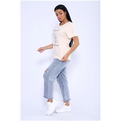 Футболка 80036 (Персик/серебро)