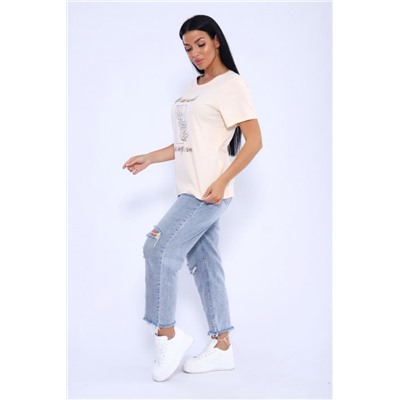 Футболка 80036 (Персик/серебро)