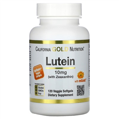 California Gold Nutrition, лютеин и зеаксантин, 10 мг, 120 растительных капсул