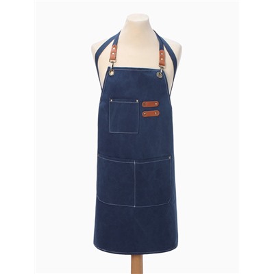 Фартук Этель с карманами, синий, 75×68 см, п/э 50%, хлопок 50%