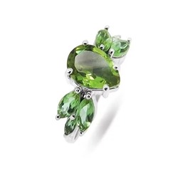 Кольцо из серебра султанит, Флоретта