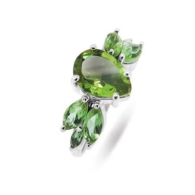 Кольцо из серебра султанит, Флоретта