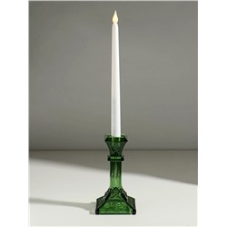 Стеклянный подсвечник на 1 свечу «Колонна прямоугольная», зелёный прозрачный, 16×8.6×8.6 см