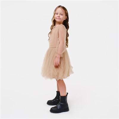 Платье для девочки нарядное KAFTAN, рост 98-104 см, бежевое