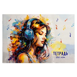 Тетрадь для нот 12 л. "Яркие краски" А4,