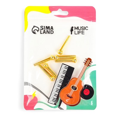 Набор фиксаторов струн Music life, 6 штук, медный