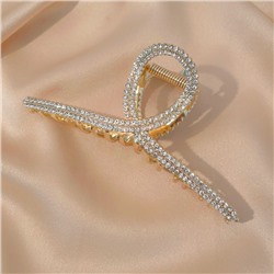 Краб металлический сияющий петелька с двумя рядами страз, 11 см.