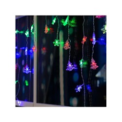 Гирлянда «Бахрома» 1.8×0.5 м с насадками «Ёлки и снежинки», IP20, прозрачная нить, 48 LED, свечение мульти (RG/RB), мигание, 220 В