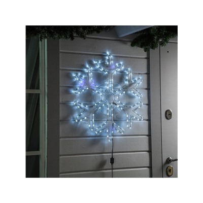 Светодиодная фигура «Снежинка», 69 см, дюралайт, 144 LED, 220 В, мерцание, свечение белый/синий