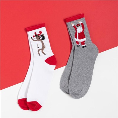 Носки мужские новогодние Santa размер 41-44, набор 2 пары