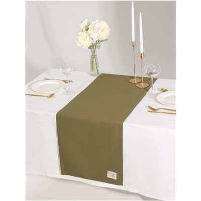 Дорожка на стол «Этель» Kitchen 40×150 см, 100% хлопок, саржа 220 г/м², зелёная