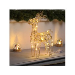 Светодиодная фигура «Олень бежевый» 35×19×8 см, 20 LED, батарейки ААx2 (не в комплекте), свечение теплое белое