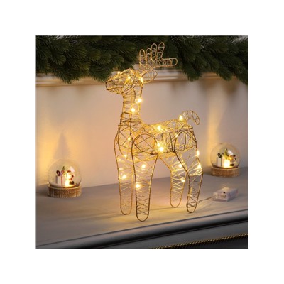 Светодиодная фигура «Олень бежевый» 35×19×8 см, 20 LED, батарейки ААx2 (не в комплекте), свечение теплое белое